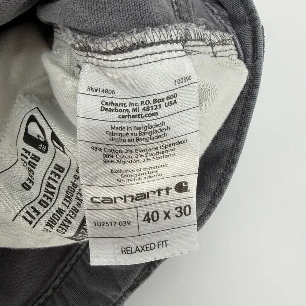 Carhartt‎ Cargo Pants Mens 40X30 (38x28 ACTUAL) Gray Relaxed Fit Workwear